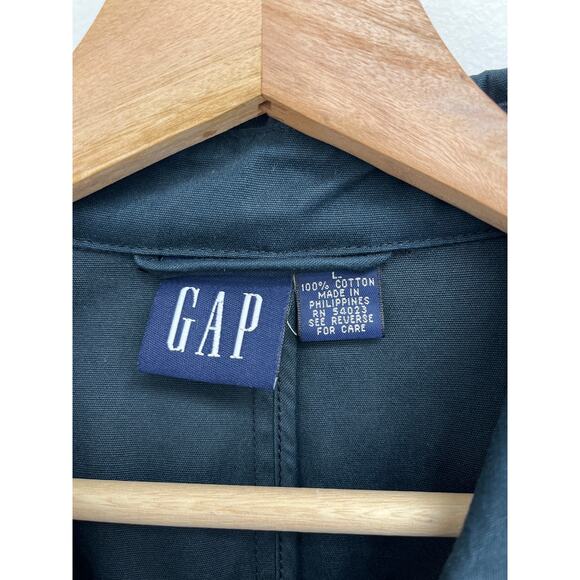 Vintage GAP Navy Minimalist Trench Mac Coat Cotton Relaxed Boxy Normcore - Large - Picture 3 of 8